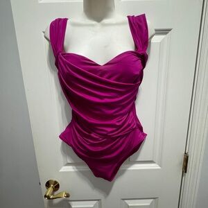 Badley Mischa size 12 one piece ruched swimsuit